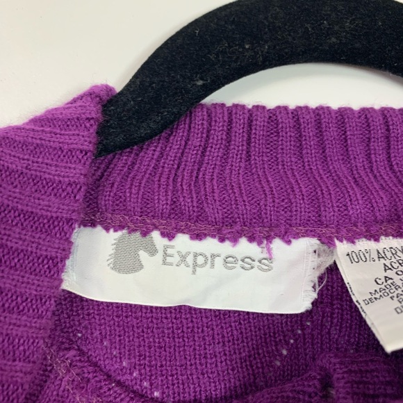 VTG Express Knit Zig Zag Grandpa Sweater Size Large Bright Retro Statement Cozy - Picture 3 of 15